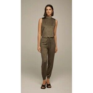 Lanston Revolve Turtleneck Jumpsuit Olive Green Sleeveless Stretchy Sz XS NWT